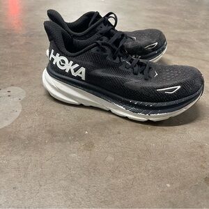 HOKA Black and White Clifton 9 Running Shoes